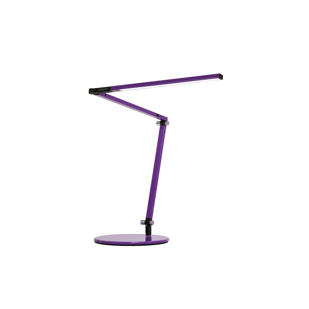 Koncept Lighting AR3100-CD-PUR-CLP Z-Bar mini Desk Lamp with Metallic Black one-piece desk clamp (Warm Light; Purple)